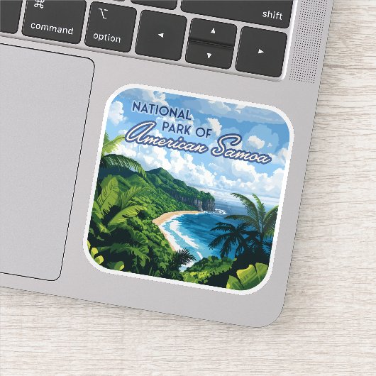 Nationaal park van Amerikaans Samoa Beach Regenwou Sticker (Detail)