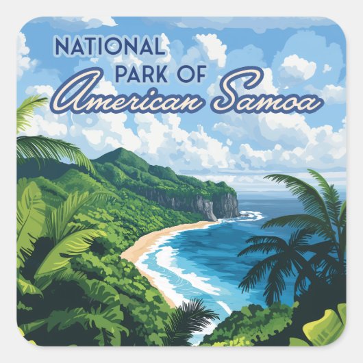 Nationaal park van Amerikaans Samoa Beach Regenwou Vierkante Sticker (Voorkant)