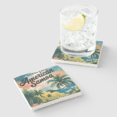 Nationaal park van Amerikaans-Samoa - Waterverf Ku Stenen Onderzetter (Zijkant)