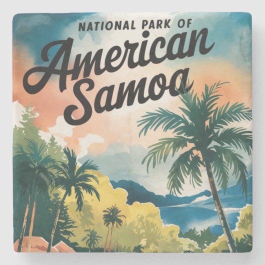 Nationaal park van Amerikaans-Samoa - Waterverf Ku Stenen Onderzetter (Voorkant)