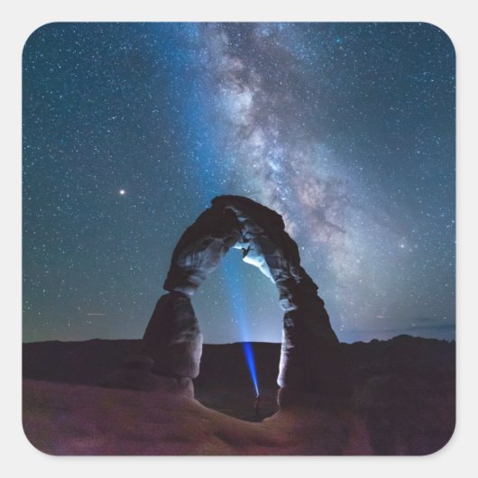 Nationaal park van Arches bij nacht MOAB Vierkante Sticker (Voorkant)