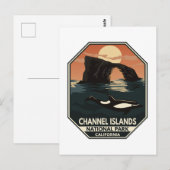 Nationaal park van de Kanaaleilanden Dolphin Retro Briefkaart (Voorkant / Achterkant)