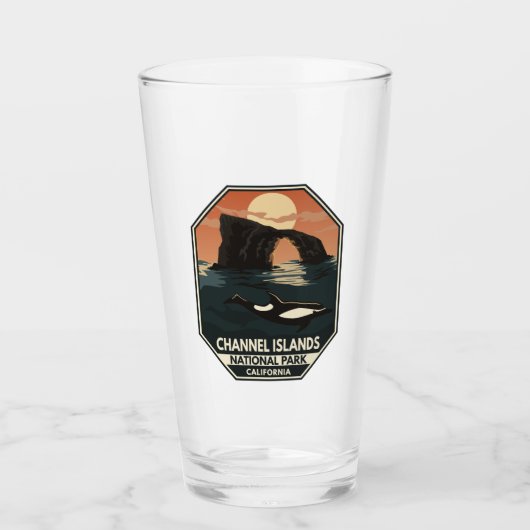 Nationaal park van de Kanaaleilanden Dolphin Retro Glas (Voorkant)