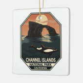 Nationaal park van de Kanaaleilanden Dolphin Retro Keramisch Ornament (Links)