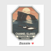 Nationaal park van de Kanaaleilanden Dolphin Retro Sticker (Vel)