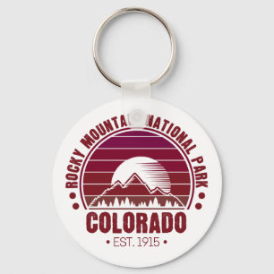 Nationaal park van de Rocky Mountain Colorado Retr Sleutelhanger