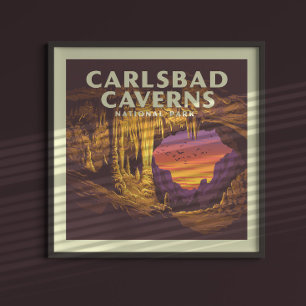 Nationaal Park van de Vintage Carlsbad Caverns Poster