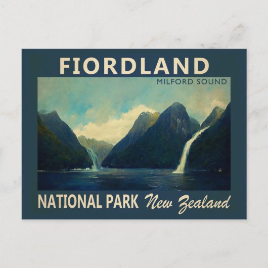Nationaal park van Fiordland - Waterverf Nieuw-Zee Briefkaart (Voorkant)