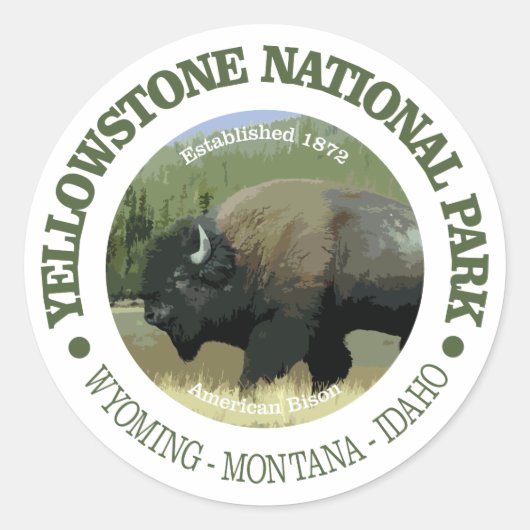 Nationaal park van geelsteen (Bison) Ronde Sticker (Voorkant)