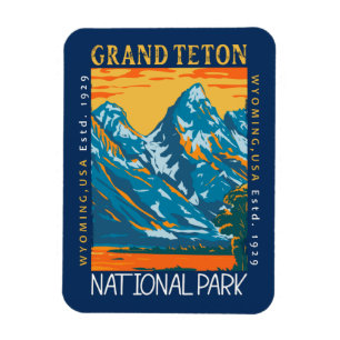 Nationaal park van Grand Teton Wyoming Retro verhi Magneet