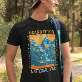Nationaal park van Grand Teton Wyoming Retro verhi T-shirt