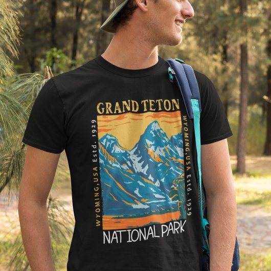 Nationaal park van Grand Teton Wyoming Retro verhi T-shirt