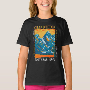 Nationaal park van Grand Teton Wyoming Retro verhi T-shirt