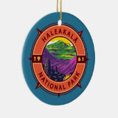 Nationaal park van Haleakala Retro Compass Emblem Keramisch Ornament (Rechts)