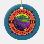 Nationaal park van Haleakala Retro Compass Emblem Keramisch Ornament (Achterkant)