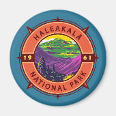 Nationaal park van Haleakala Retro Compass Emblem Magneet (Voorkant)