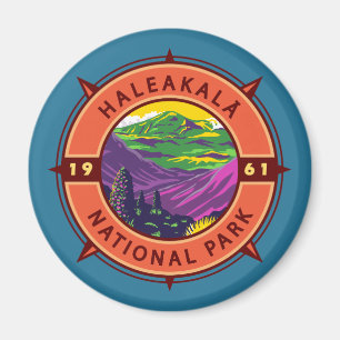 Nationaal park van Haleakala Retro Compass Emblem Magneet