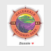 Nationaal park van Haleakala Retro Compass Emblem Sticker (Vel)