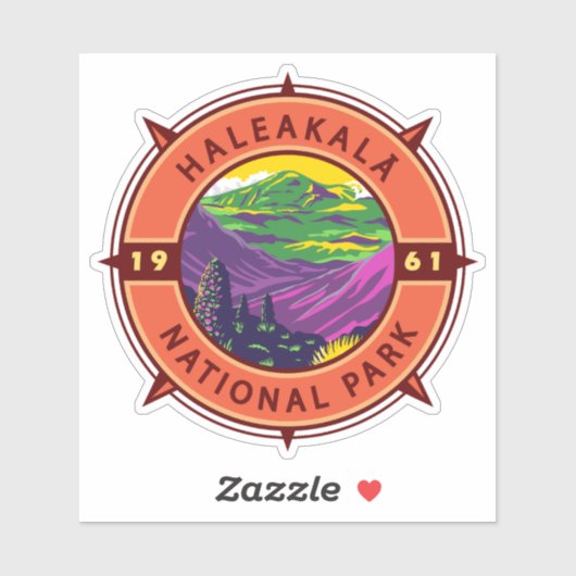 Nationaal park van Haleakala Retro Compass Emblem Sticker (Vel)