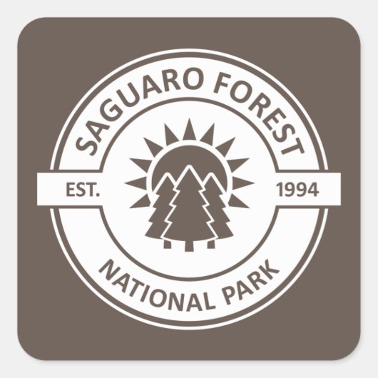 Nationaal park van het bos Saguaro Sun Trees Vierkante Sticker (Voorkant)