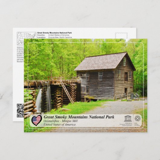 Nationaal park van het Grote Smoky - Mingus Mill Briefkaart (Voorkant / Achterkant)