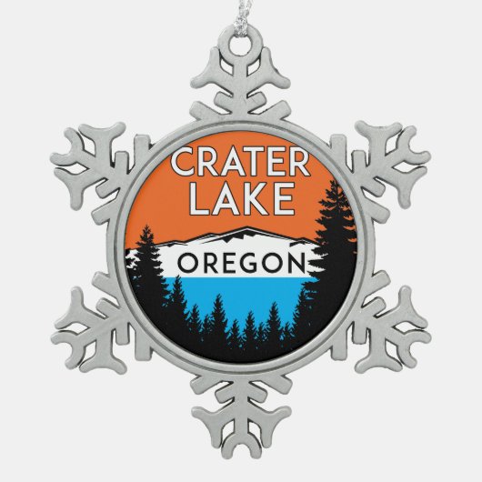 Nationaal park van het meer Oregon Tin Sneeuwvlok Ornament (Voorkant)