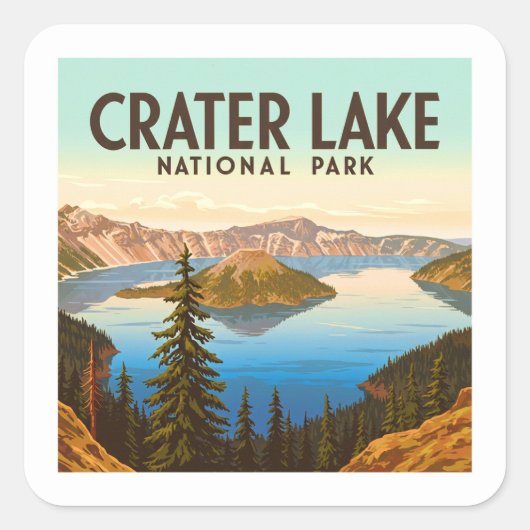 Nationaal park van het  meer vierkante sticker (Voorkant)