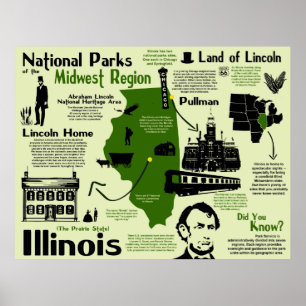 Nationaal park van Illinois Infographic Map Poster