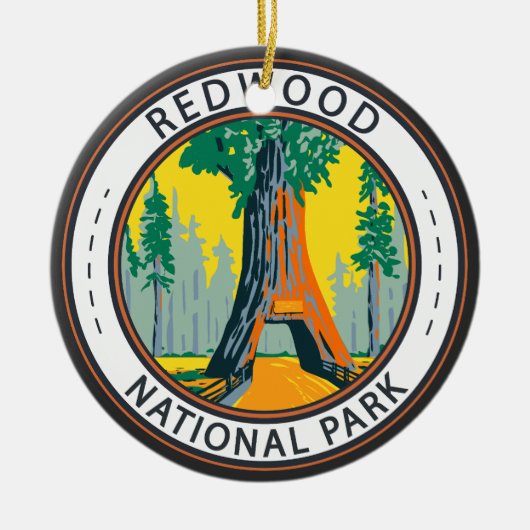 Nationaal park van Redwood - Luchters - Bergbadge Keramisch Ornament (Voorkant)