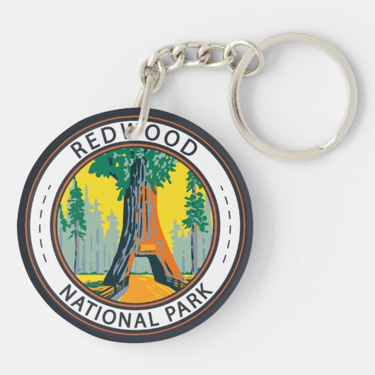 Nationaal park van Redwood - Luchters - Bergbadge Sleutelhanger (Achterkant)