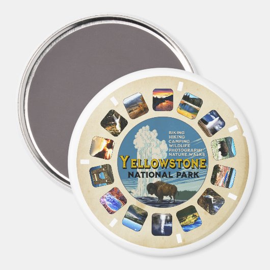 Nationaal park van Retro  Yellowstone Magnet (Voorkant / Achterkant)