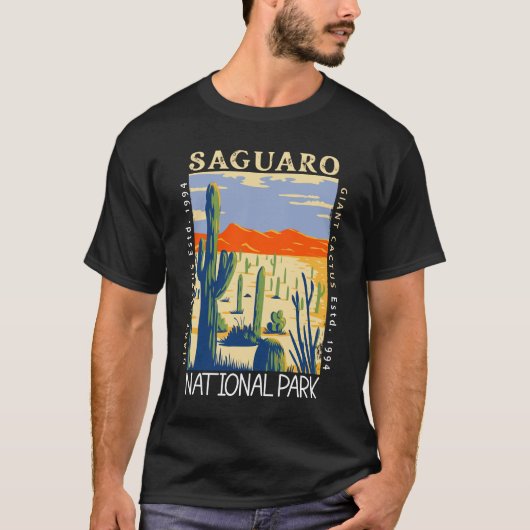 Nationaal park van Saguaro Arizona Retro verhit T-shirt (Voorkant)