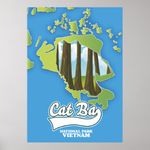nationaal park vietnam - reiskaart van cat ba poster