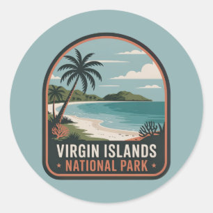 Nationaal Park Virgin Islands Tropisch Badge Ronde Sticker