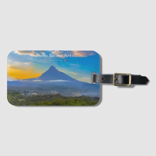 Nationaal park Virunga, DR Congo - Vulkaan Bagagelabel (Voorkant (horizontaal))