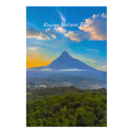 Nationaal park Virunga, DR Congo - Vulkaan Foto Afdruk