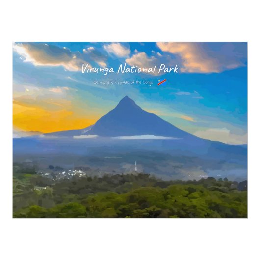 Nationaal park Virunga, DR Congo - Vulkaan Foto Afdruk (Voorkant)