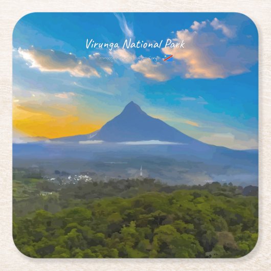 Nationaal park Virunga, DR Congo - Vulkaan Kartonnen Onderzetters (Voorkant)