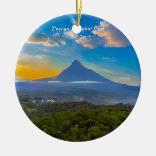 Nationaal park Virunga, DR Congo - Vulkaan Keramisch Ornament (Voorkant)