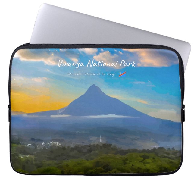 Nationaal park Virunga, DR Congo - Vulkaan Laptop Sleeve (Voorkant)