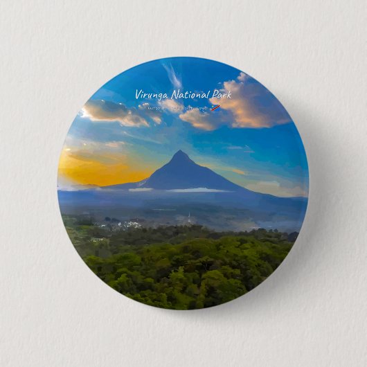Nationaal park Virunga, DR Congo - Vulkaan Ronde Button 5,7 Cm (Voorkant)