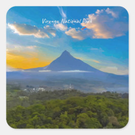 Nationaal park Virunga, DR Congo - Vulkaan Vierkante Sticker