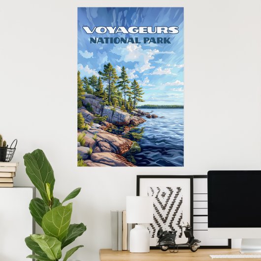 Nationaal park Voyageurs Rainy Lake Minnesota Poster (Thuiskantoor)