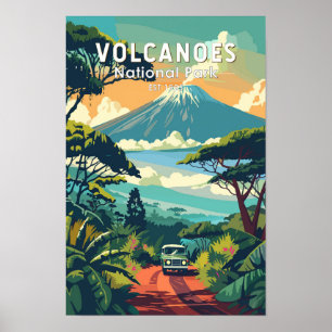 Nationaal park Vulkanen Rwanda Reis Kunst Vintage Poster