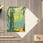 Nationaal park Washington Hoh Rainforest Briefkaart<br><div class="desc">Ontwerp van olympische vectorillustraties. Het park verspreidt zich over verschillende ecosystemen,  van de dramatische pieken van de Olympische bergen tot oerbossen.</div>