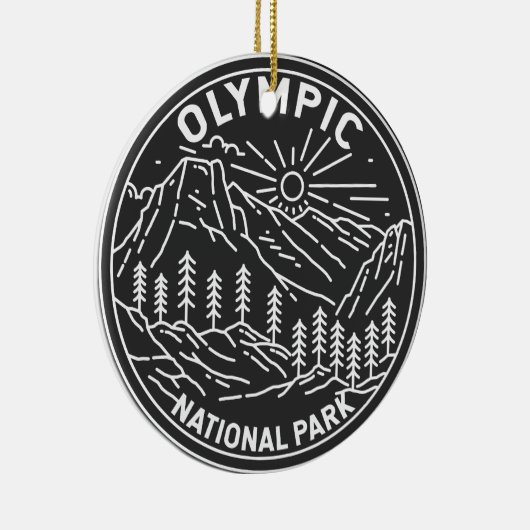 Nationaal Park Washington Monoline Keramisch Ornament (Rechts)