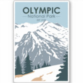 Nationaal Park Washington Retro Sticker (Voorkant)