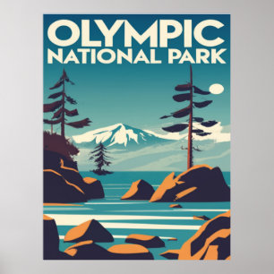Nationaal Park Washington Rocky Beach Poster