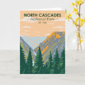 Nationaal park Washington Vintage Noord-Cascades Kaart (Gele Bloem)