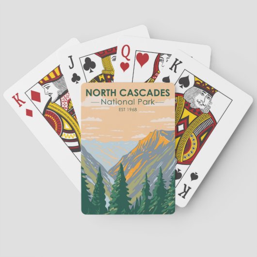 Nationaal park Washington Vintage Noord-Cascades Pokerkaarten (Achterkant)